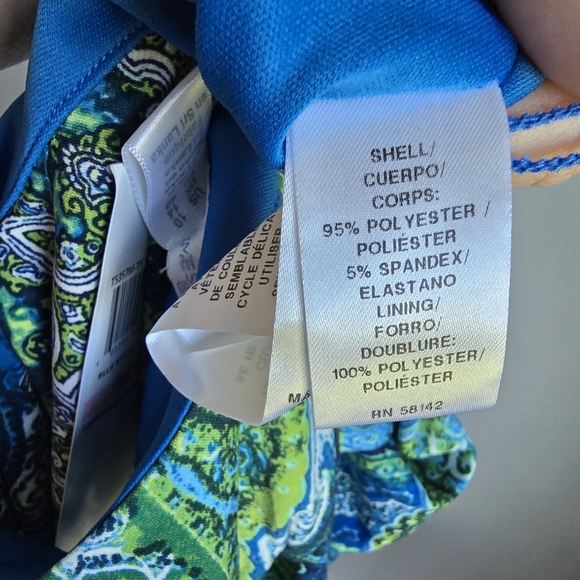 London Times New Gwynnie Jumpsuit Paisley Jersey Crop Asymmetrical Leg SZ 10 - Picture 8 of 9